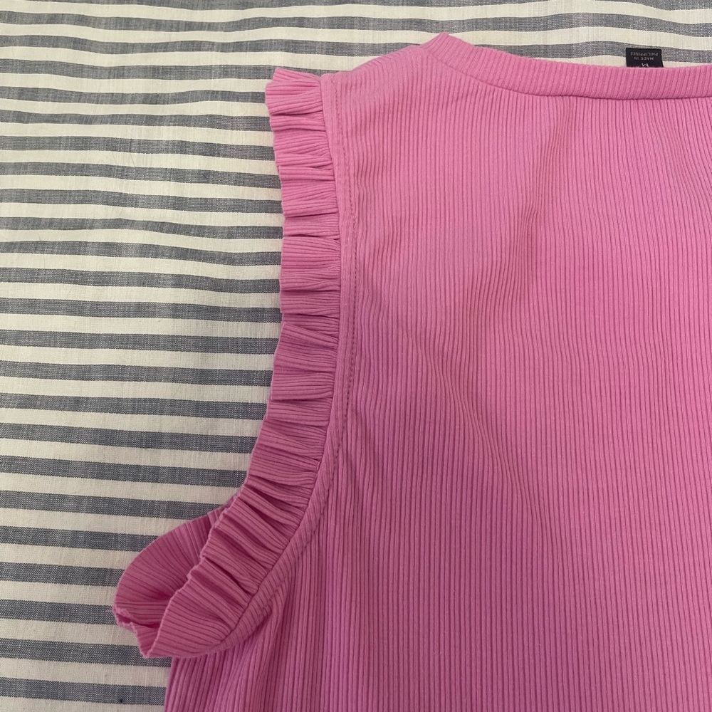 J. Crew Pink Ribbed Ruffle Tank - Picture 10 of 12